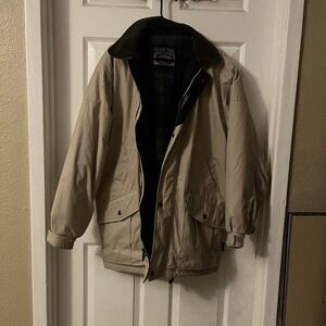 Pacific Trail Beige Mid-Length Men's Jacket Zip Button Buckle Accents Size M
